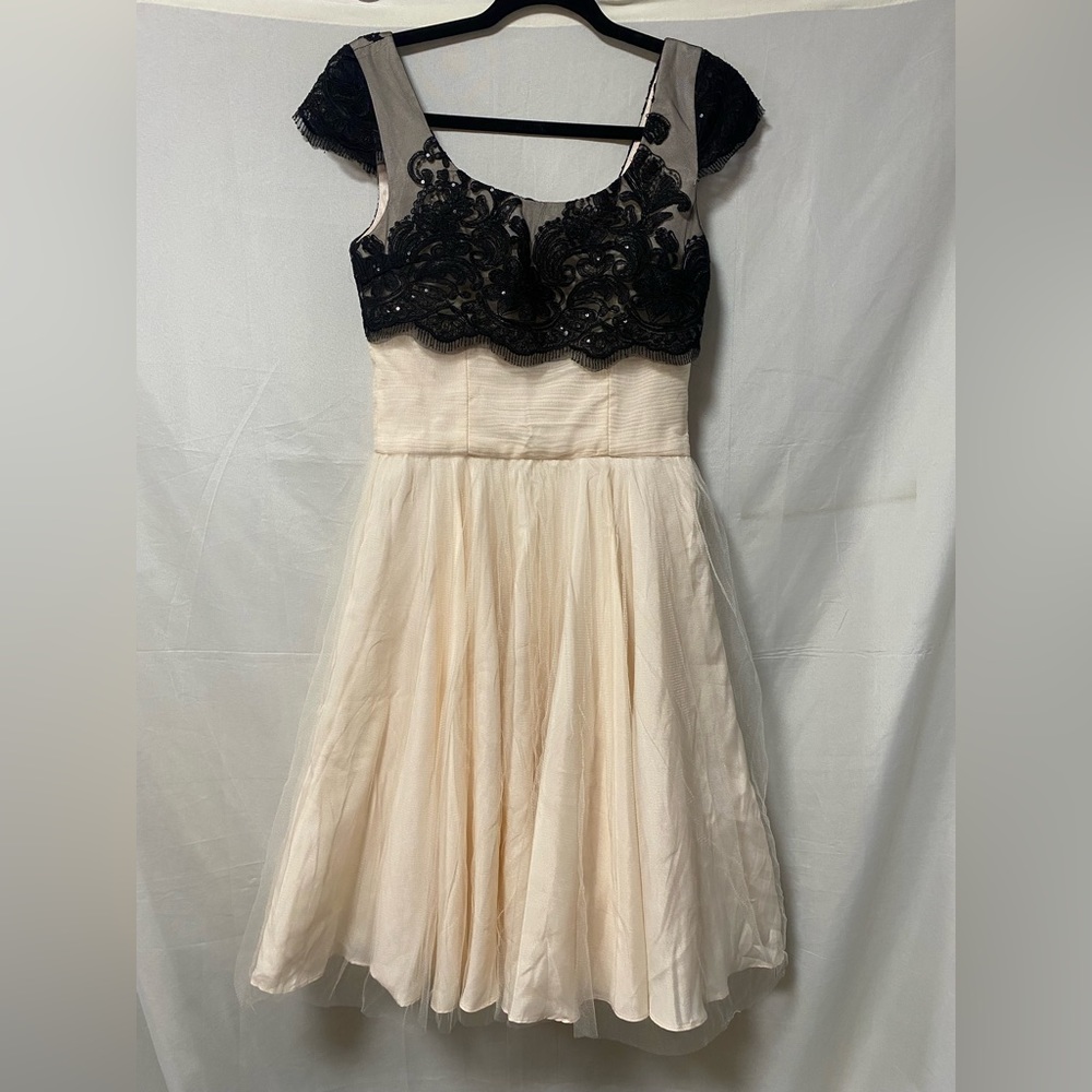 Geode Black and Nude Tulle and Lace 50s Dress Size Small